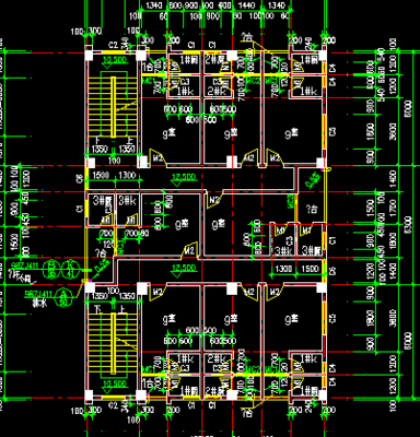 某村镇四层底商住宅楼建筑施工图纸免费下载 - 建筑户型平面图 - 土木工程网